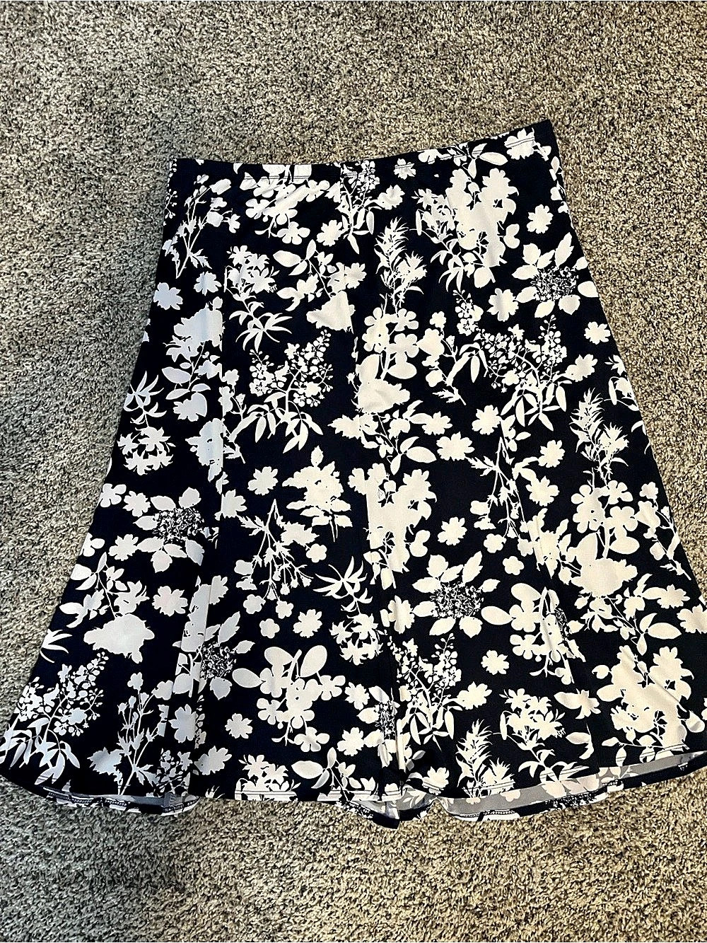 Kim Rogers Floral A-Line Skirt Black & White 2X